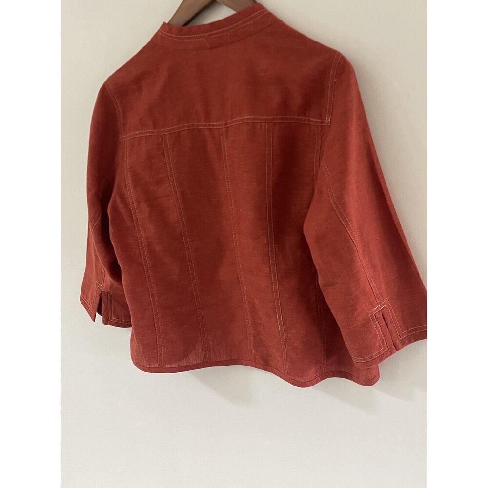 Coldwater Creek Linen Womens Cropped Ribbon Jacket Orange Career Travel Office - Picture 6 of 13